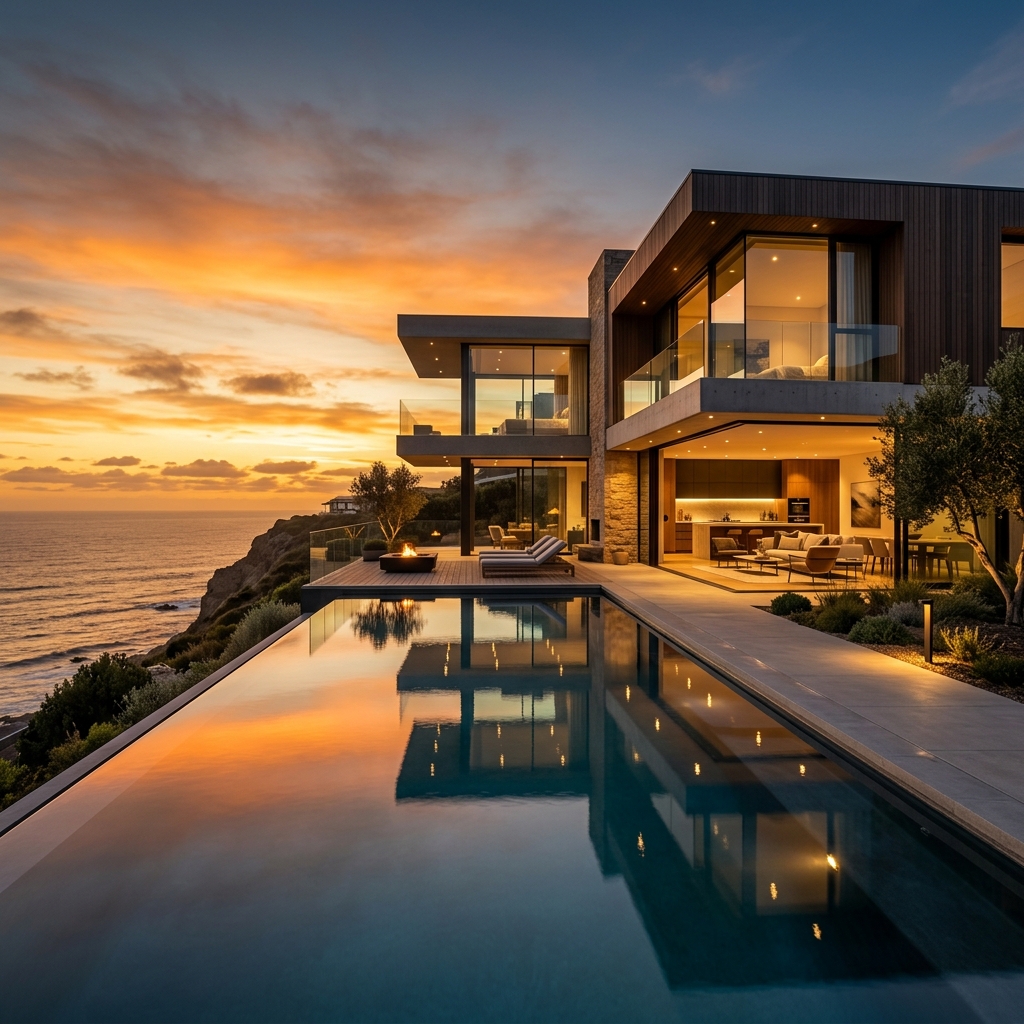 Luxury home exterior with pool